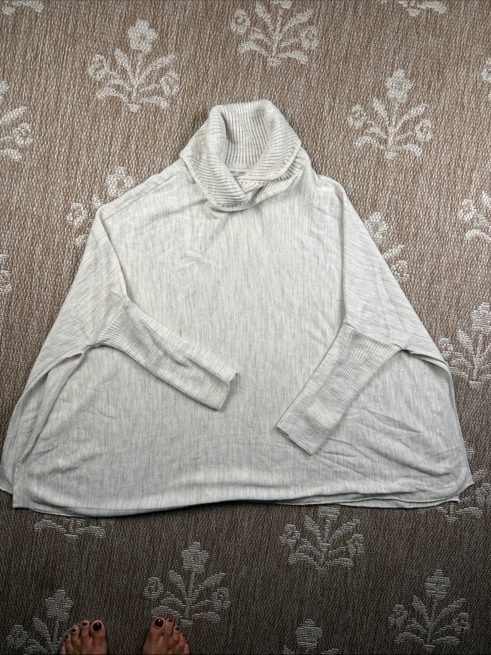 Mer Sea Cozy Cream Ribbed Turtleneck batwing Sweater